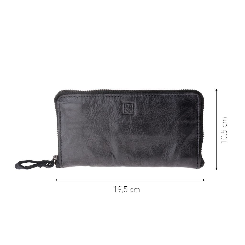 DuDu Woman's Hand-Made Soft Leather Wallet - Black Slate