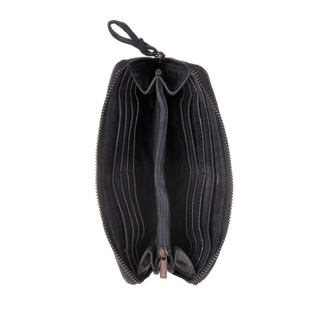 DuDu Woman's Hand-Made Soft Leather Wallet - Black Slate