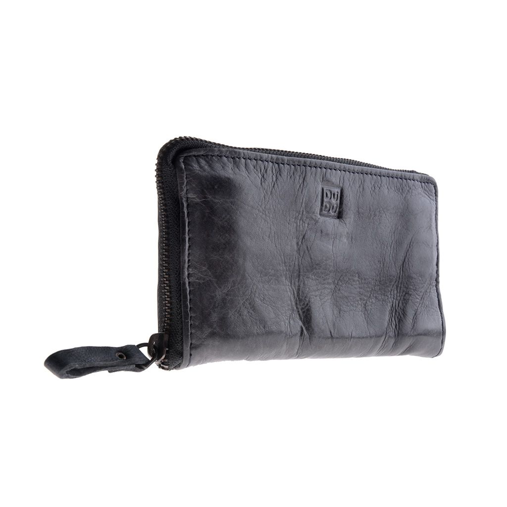 DuDu Woman's Hand-Made Soft Leather Wallet - Black Slate