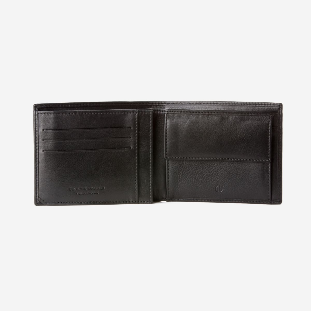 dv Classic Leather Wallet With Coin Pocket - Black