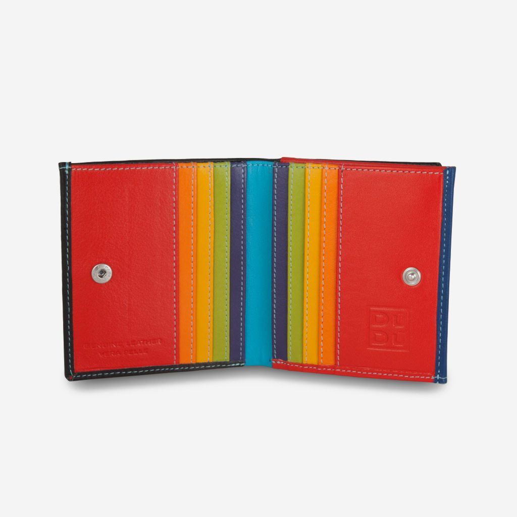 DuDu ארנק עור צבעוני עם תא ייחודי למטבעות - שחור