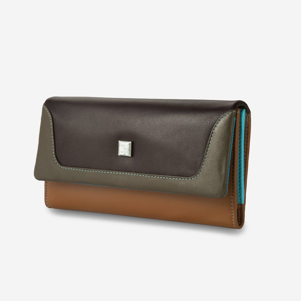 Colorful Leather Wallet For Women - Brown