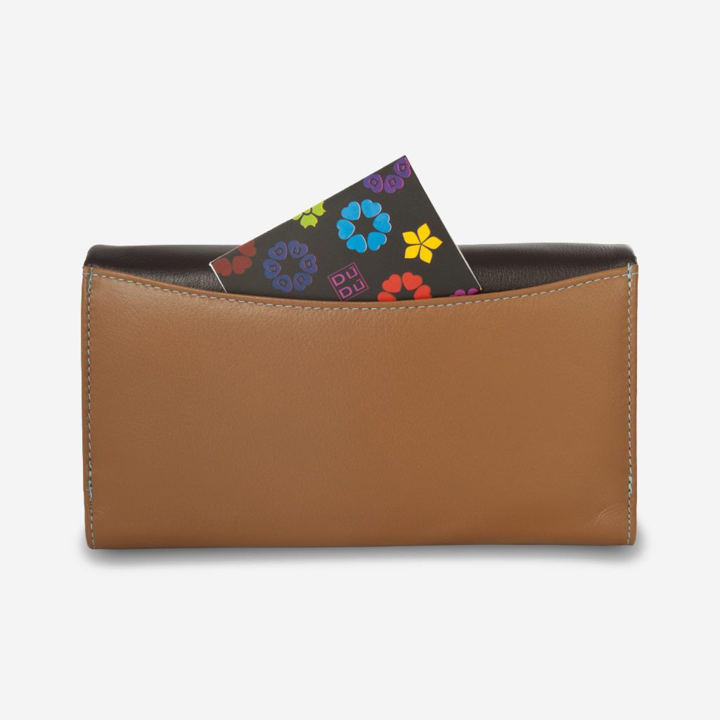 DuDu Colorful Leather Wallet For Women - Brown