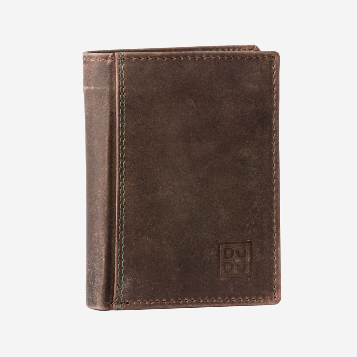 DuDu Small Mans Billfold Vertical Wallet  - Dark Brown