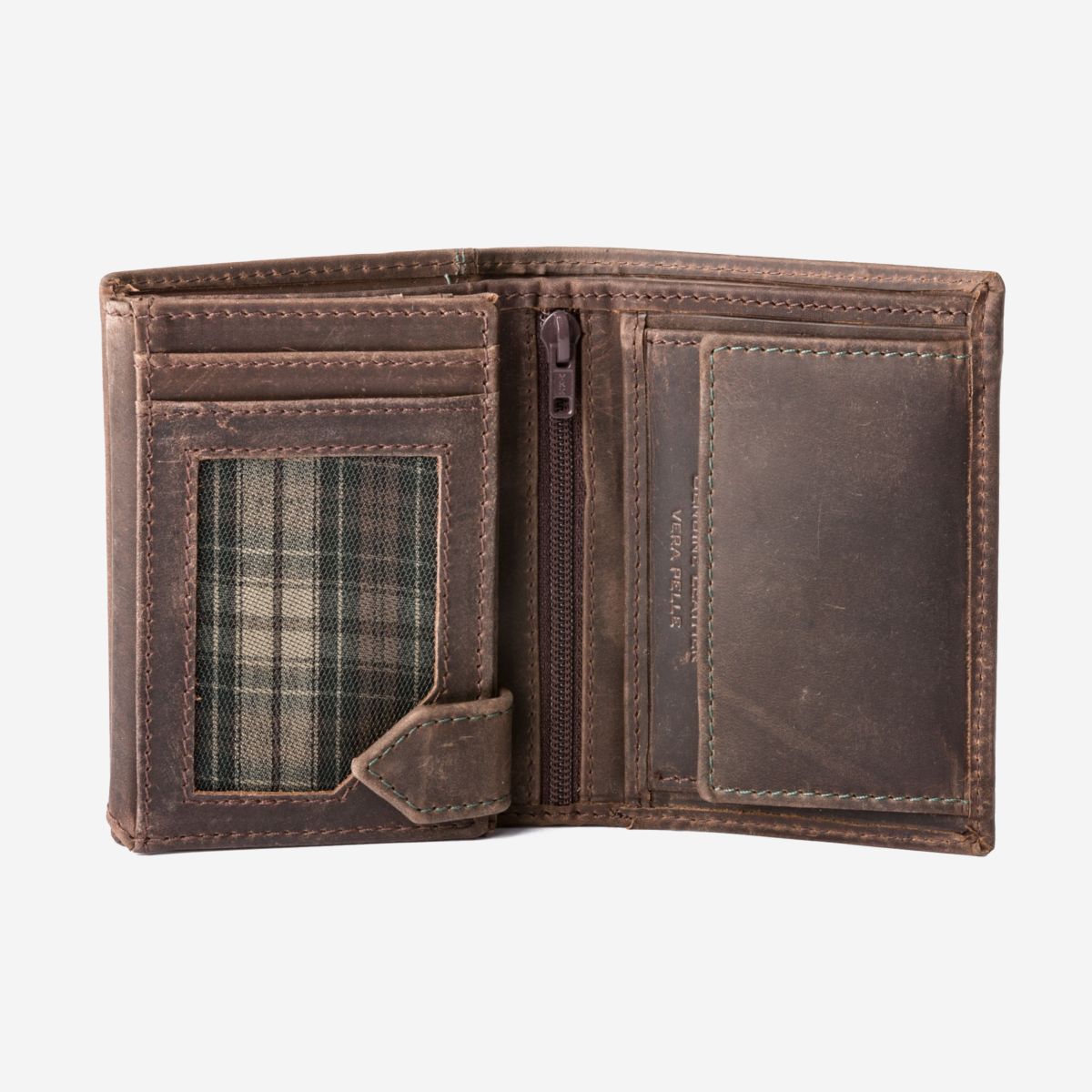 DuDu Small Mans Billfold Vertical Wallet  - Dark Brown