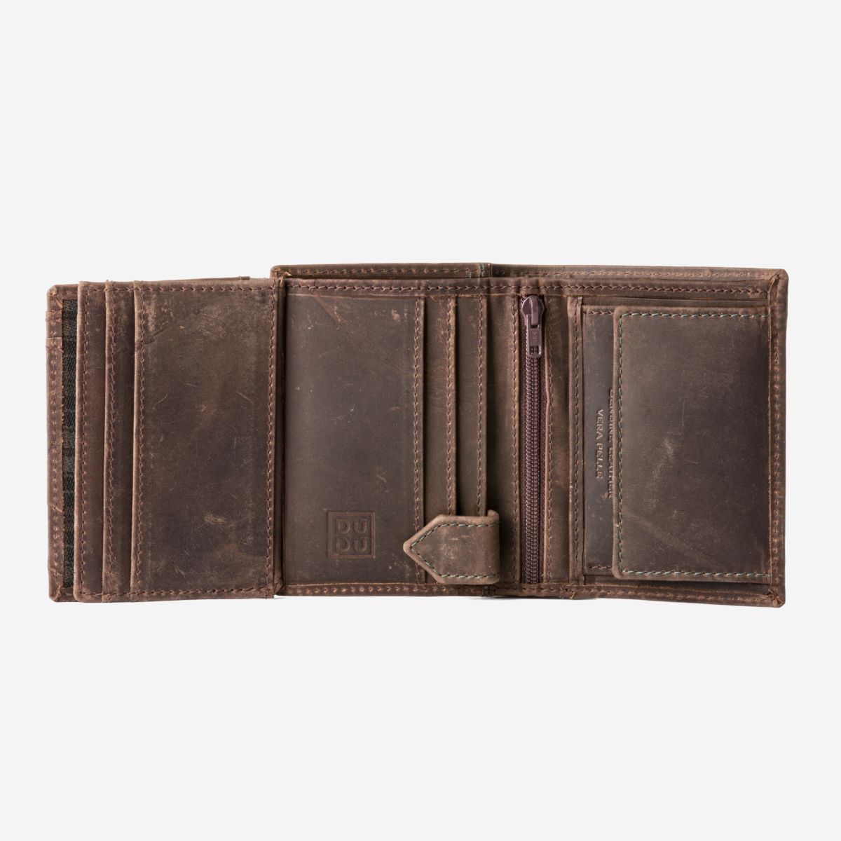 DuDu Small Mans Billfold Vertical Wallet  - Dark Brown