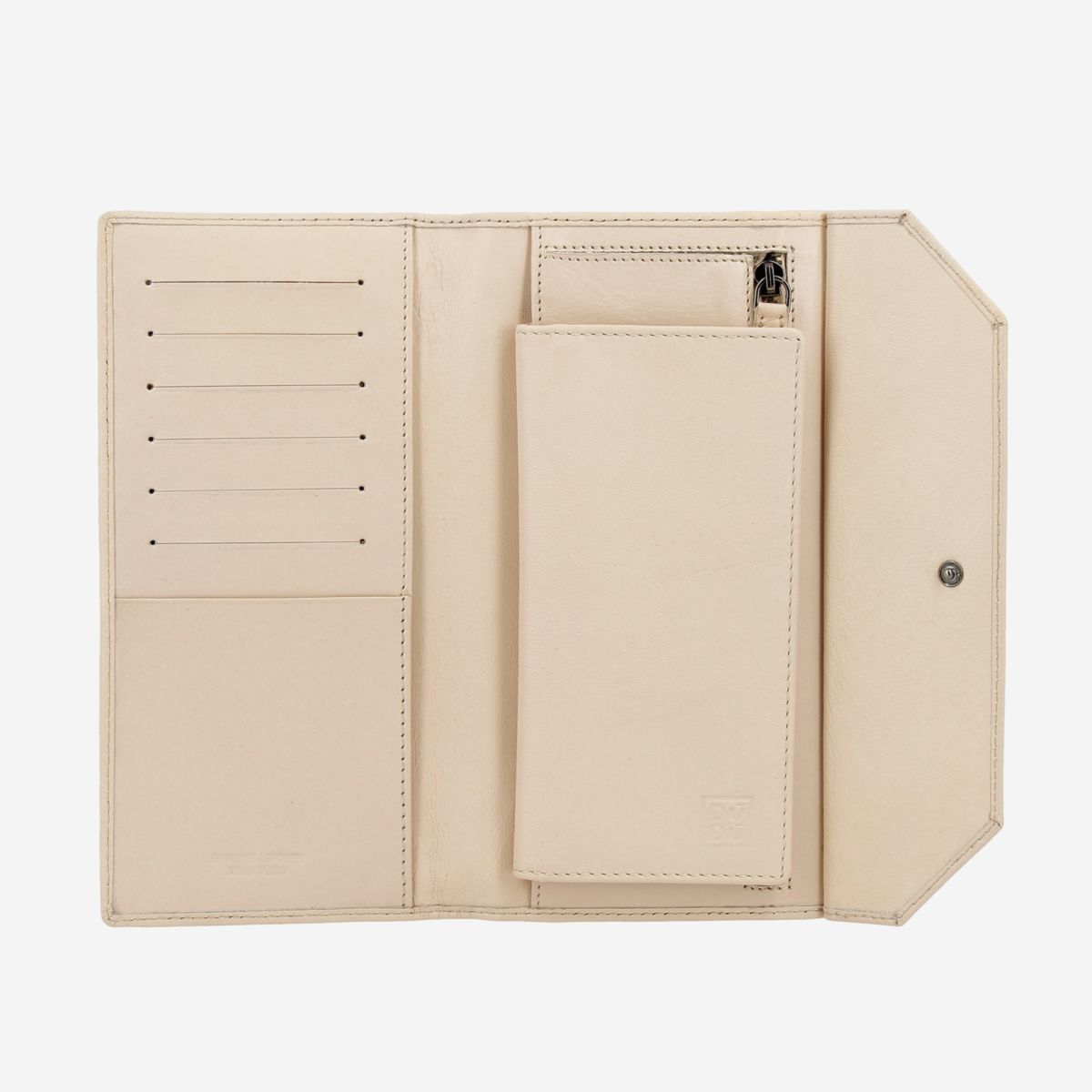 DuDu Ladies Envelope Leather Clutch Wallet Purse  - Ivory