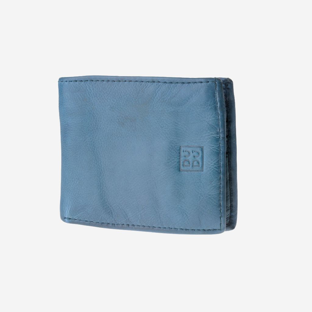 DuDu Mans hand-made soft natural high quality leather wallet - Blue