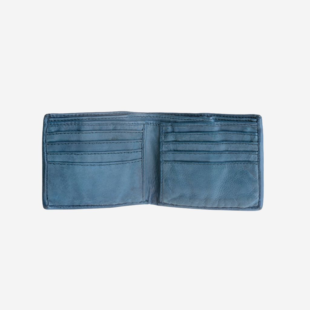 DuDu Mans hand-made soft natural high quality leather wallet - Blue