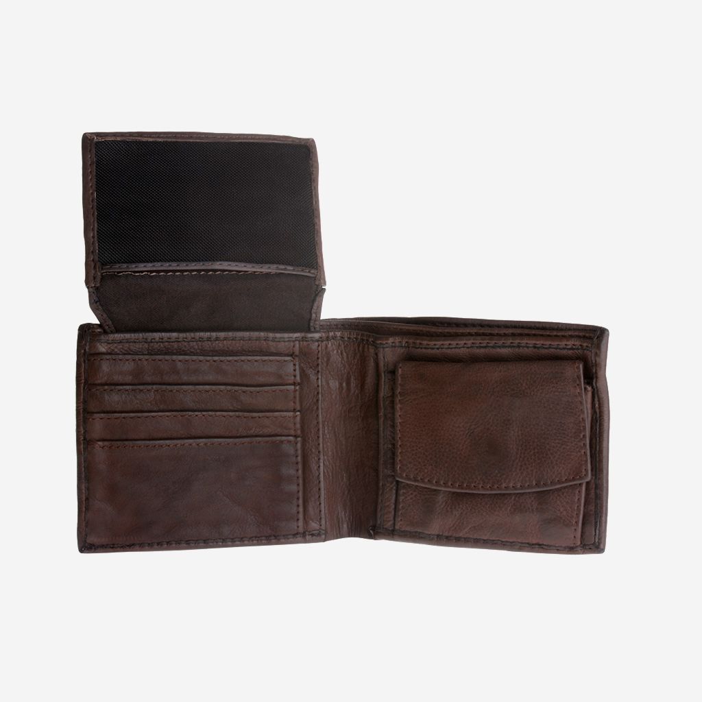 Mans hand-made soft natural high quality leather wallet - Cocoa Brown