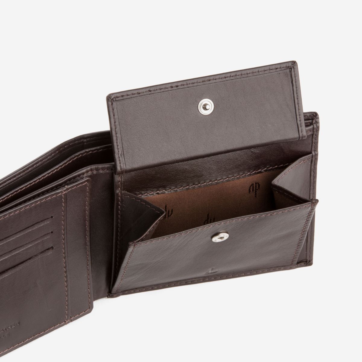 dv Classic Leather Wallet With Coin Pocket - Dark Brown