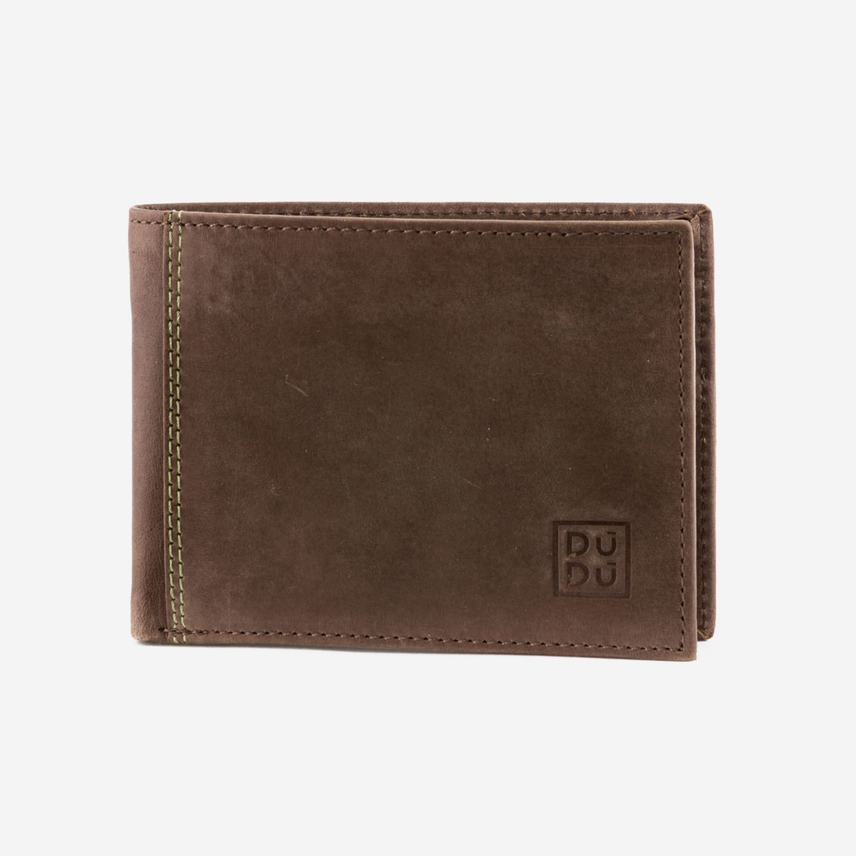 DuDu Vintage Slim Leather Wallet - Dark Brown