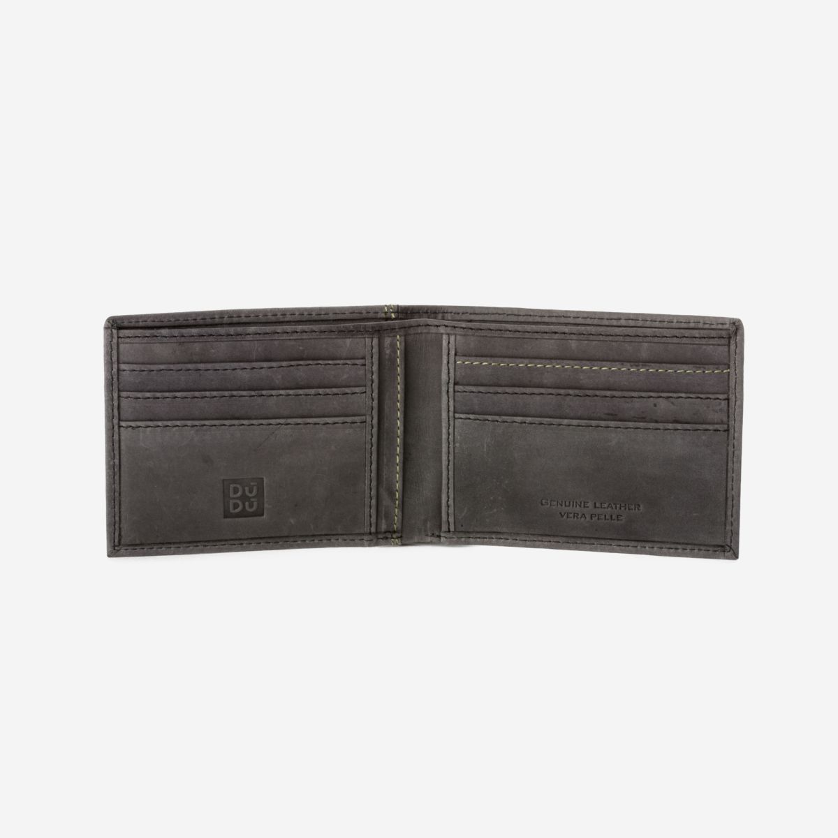 DuDu Vintage Slim Leather Wallet - Black