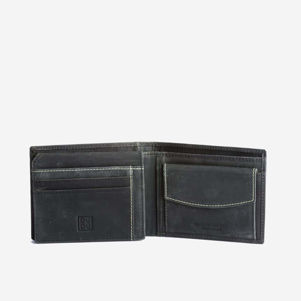 DuDu Classic Mans Billfold Wallet with Coin Pocket - Black