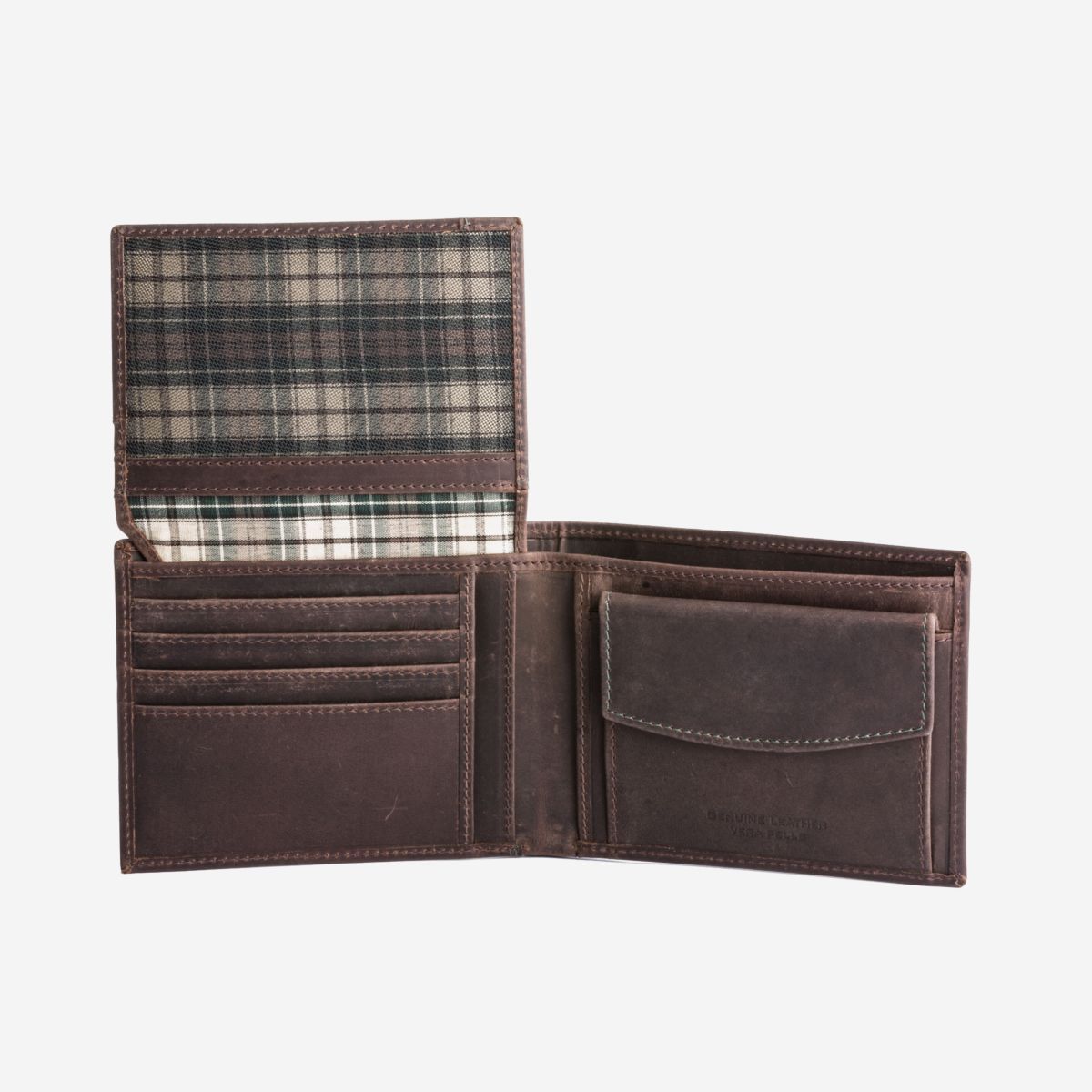 DuDu Classic Mans Billfold Wallet with Coin Pocket - Dark Brown