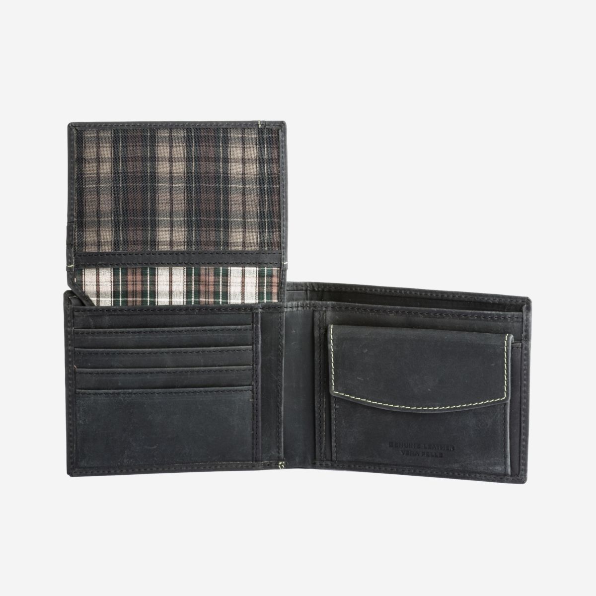 DuDu Classic Mans Billfold Wallet with Coin Pocket - Black