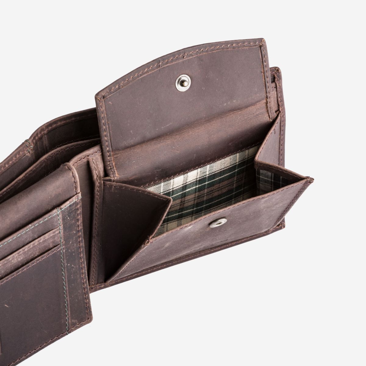 DuDu Classic Mans Billfold Wallet with Coin Pocket - Dark Brown