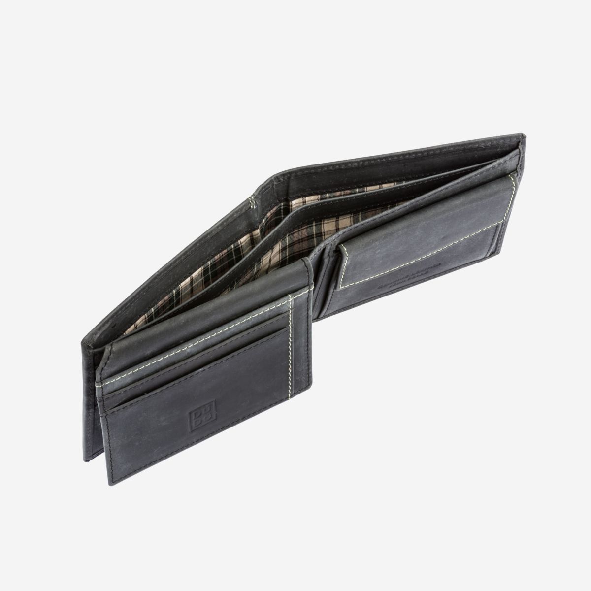 DuDu Classic Mans Billfold Wallet with Coin Pocket - Black