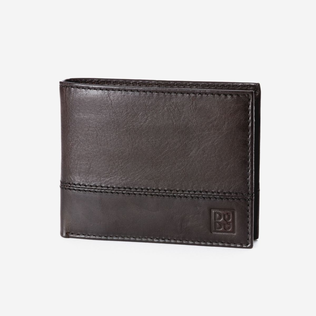 DuDu Leather Wallet With Coin Pocket For Men - Dark Brown