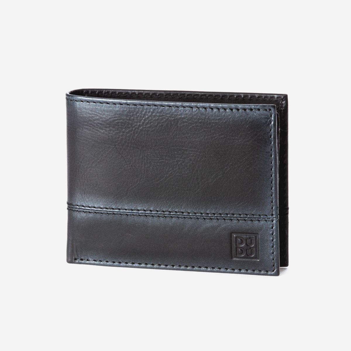 Leather Wallet With Coin Pocket For Men - Black