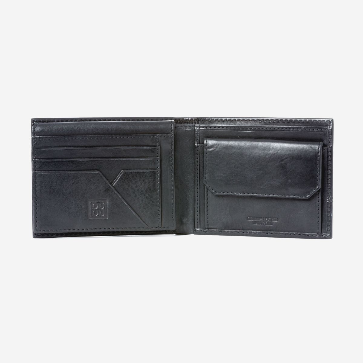 DuDu Leather Wallet With Coin Pocket For Men - Black