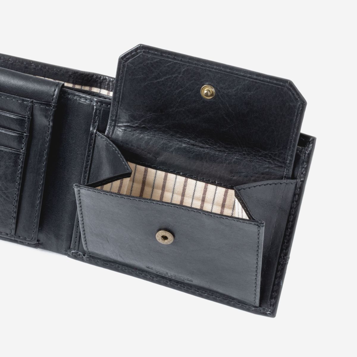 DuDu Leather Wallet With Coin Pocket For Men - Black