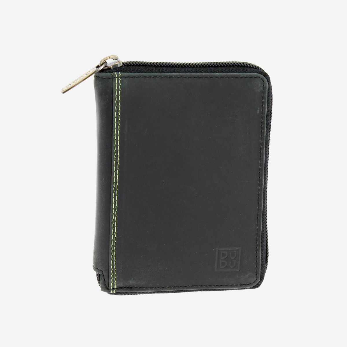 DuDu Mens Leather Wallet with Zip - Black