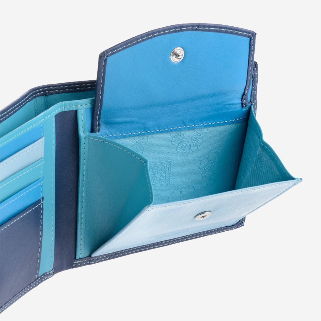 DuDu Slim Leather Multi Color Callet With Coin Purse - Blue