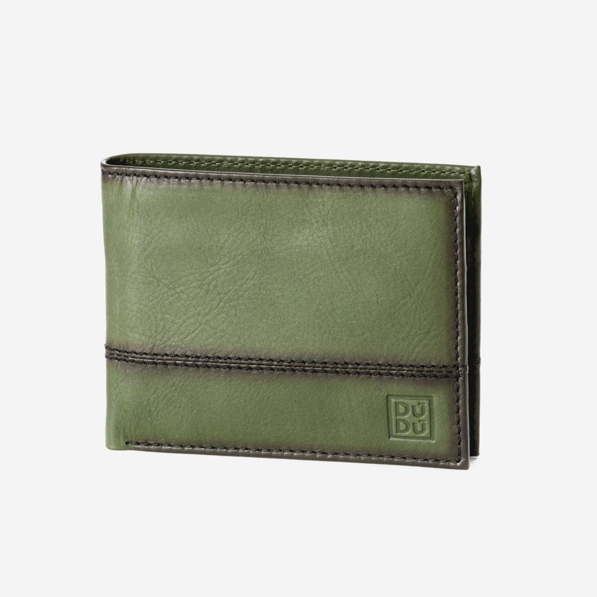 DuDu Mens Leather Wallet with Coin Pocket - Green