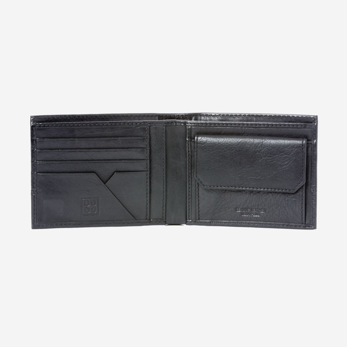 DuDu Mens Leather Wallet with Coin Pocket - Black