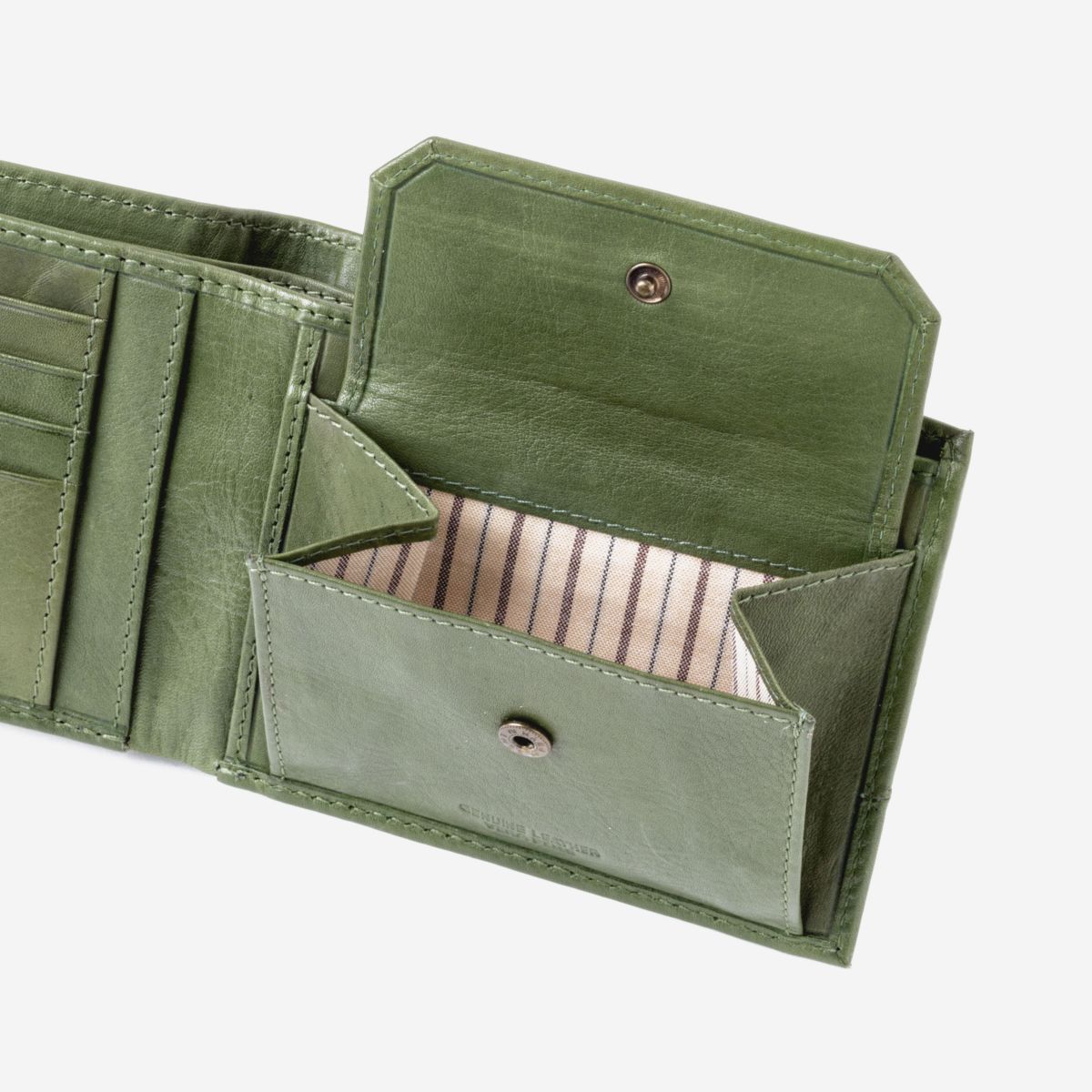 DuDu Mens Leather Wallet with Coin Pocket - Green