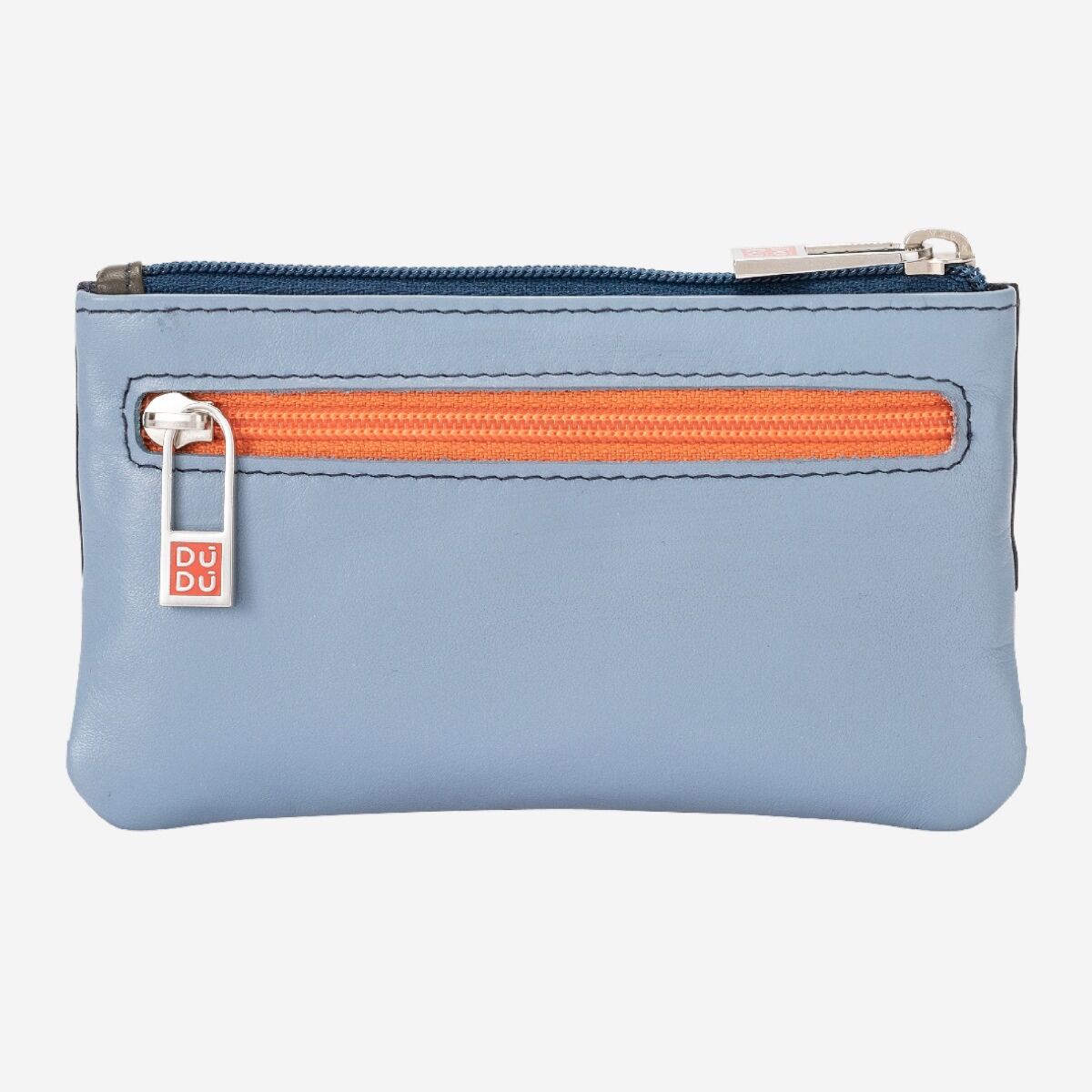 Leather Coin Purse - Blue/Red