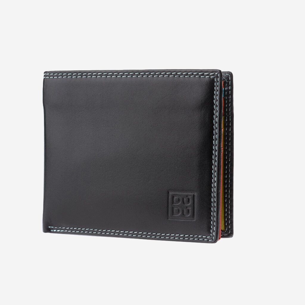 DuDu Mans genuine leather RFID wallet - Black