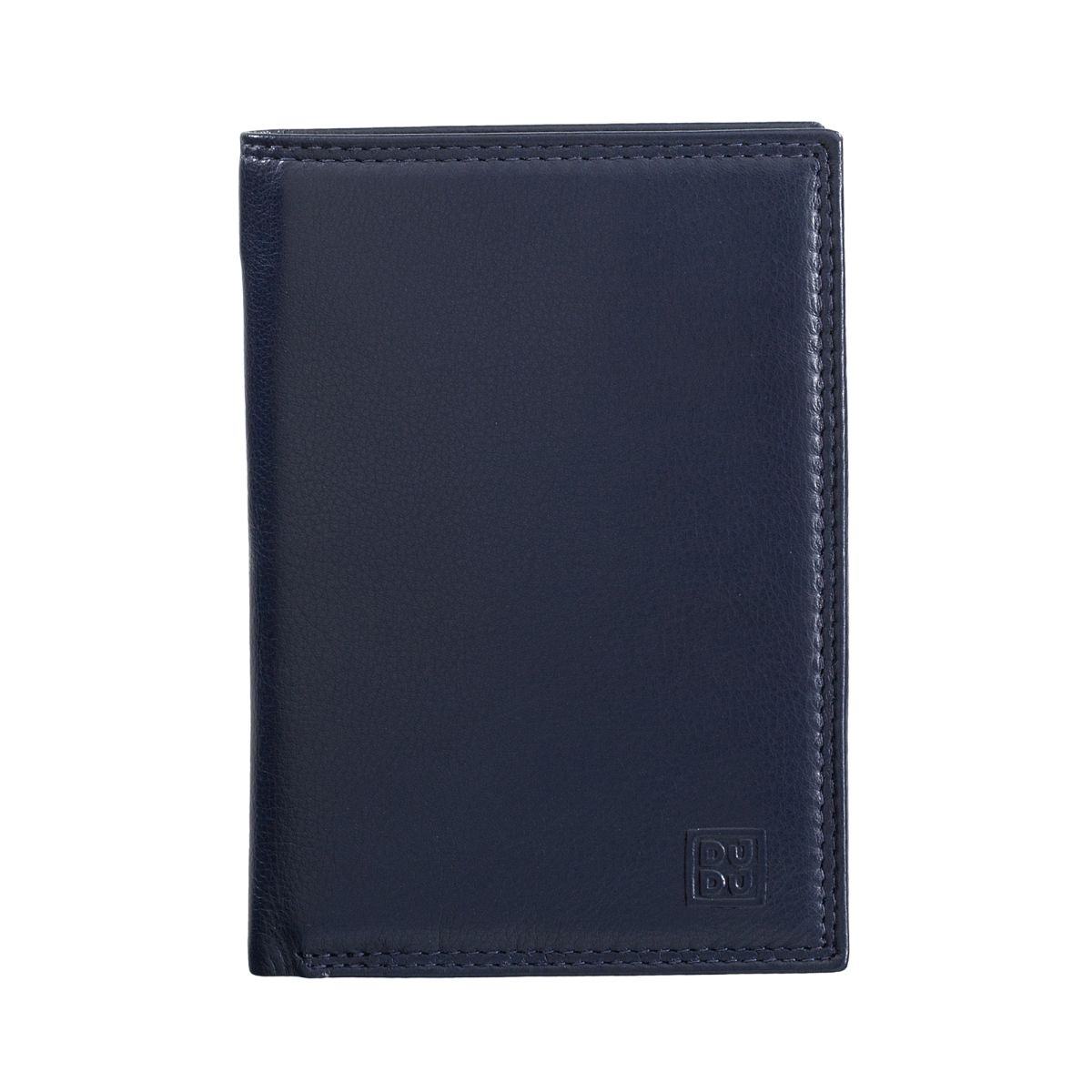 DuDu Mans leather folding wallet with inner zip - Navy