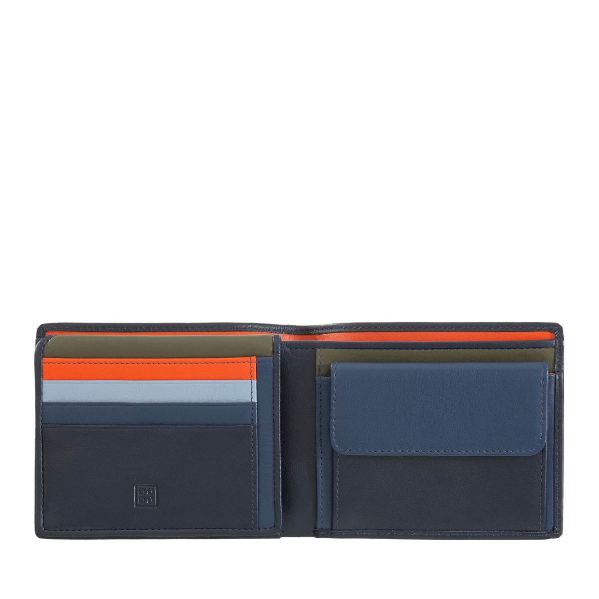 DuDu Leather classic multi color wallet with coin purse and inside flap - Navy