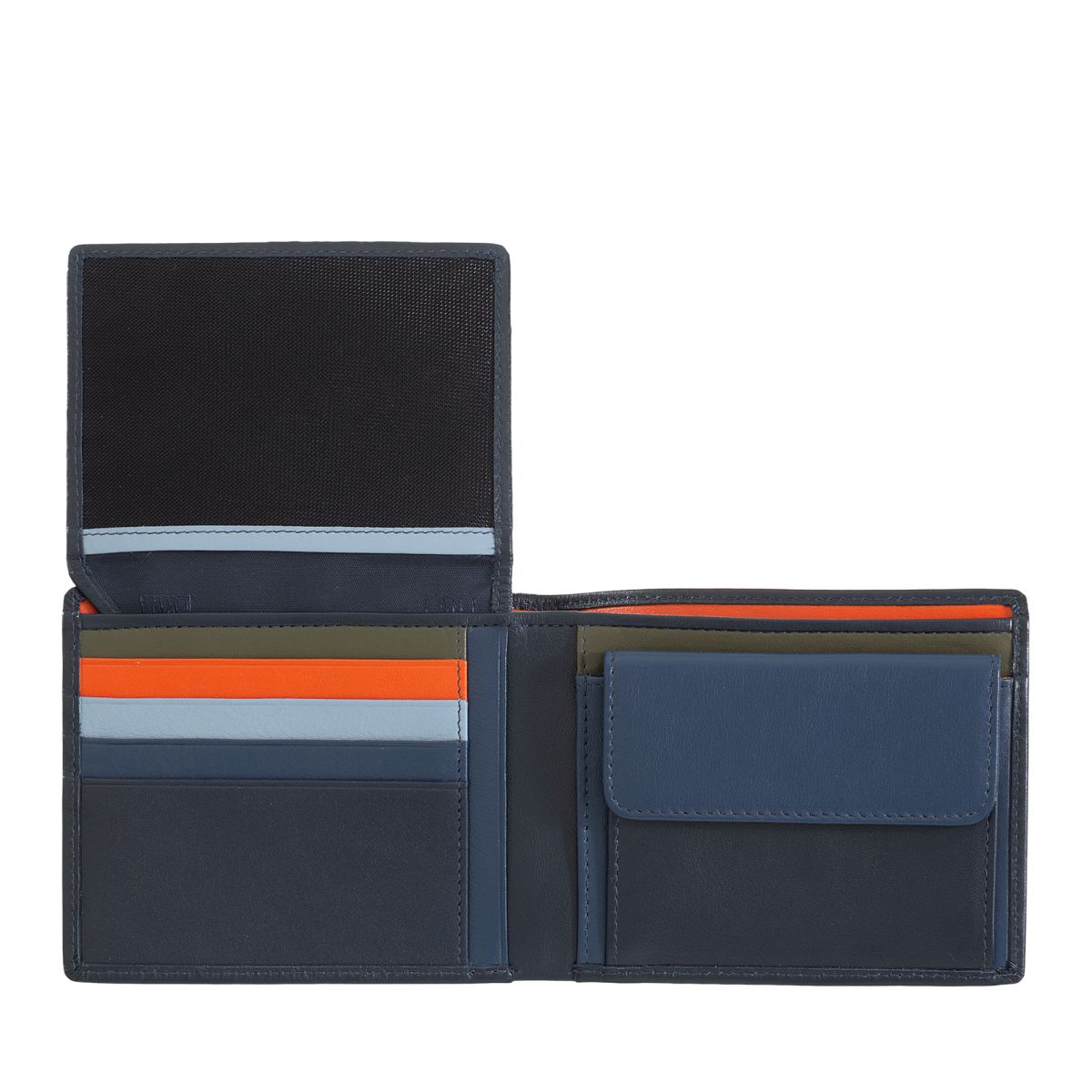 DuDu Leather classic multi color wallet with coin purse and inside flap - Navy