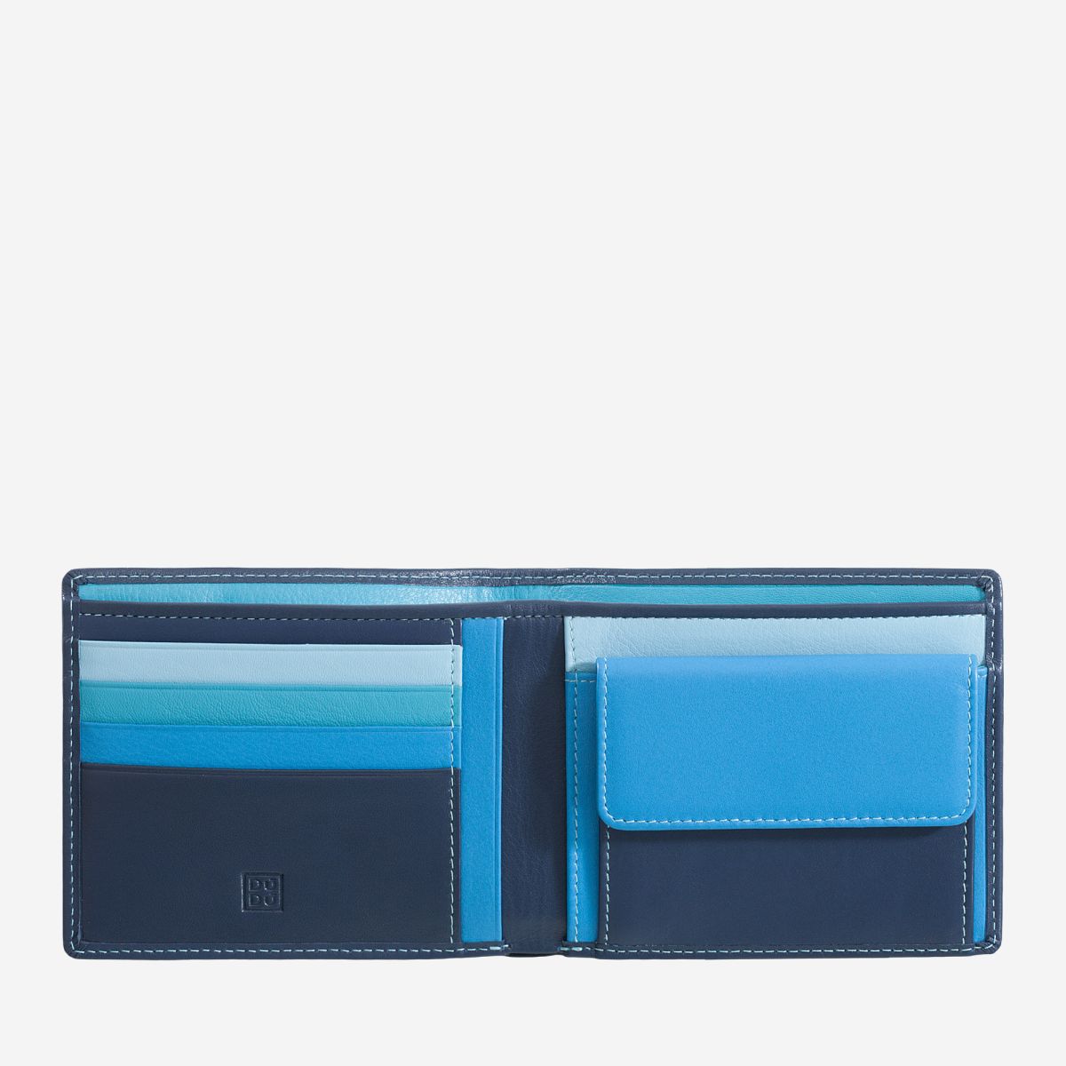 DuDu Slim Leather Multi Color Callet With Coin Purse - Blue