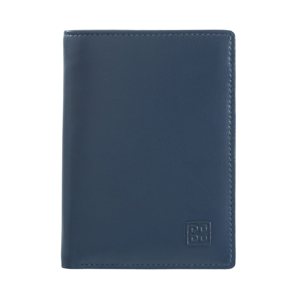 DuDu Mans leather folding wallet with inner zip - Blue