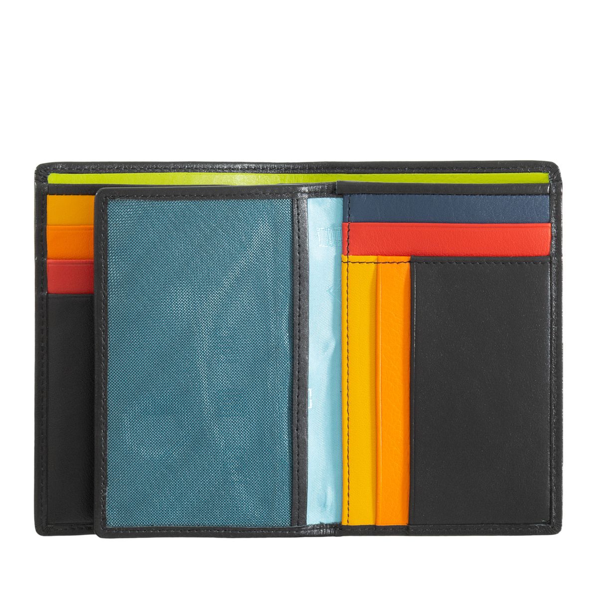 DuDu Mans leather folding wallet with inner zip - Black