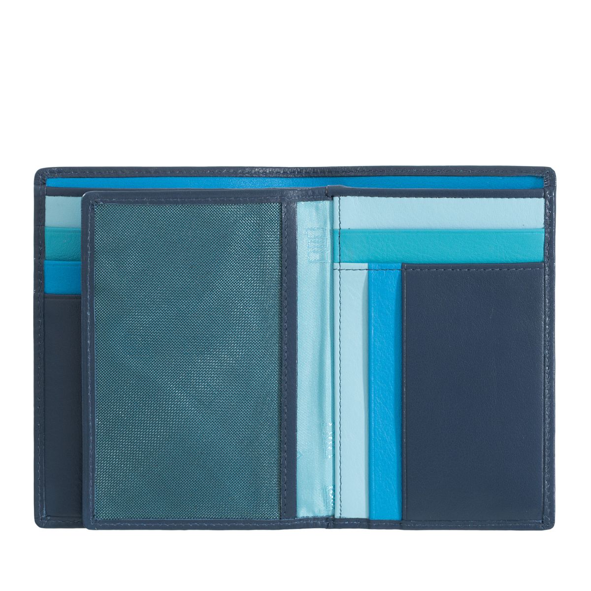 DuDu Mans leather folding wallet with inner zip - Blue