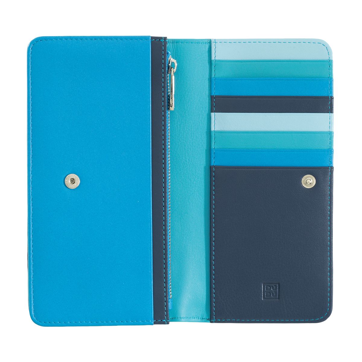 DuDu Leather classic multi color wallet with coin purse and inside flap -  Blue