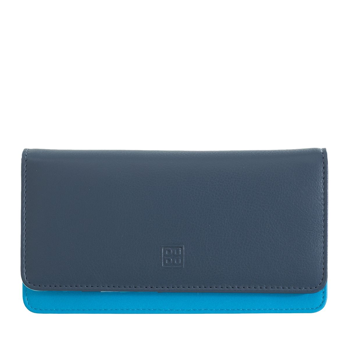 DuDu Womans leather multi color wallet with flap - Blue