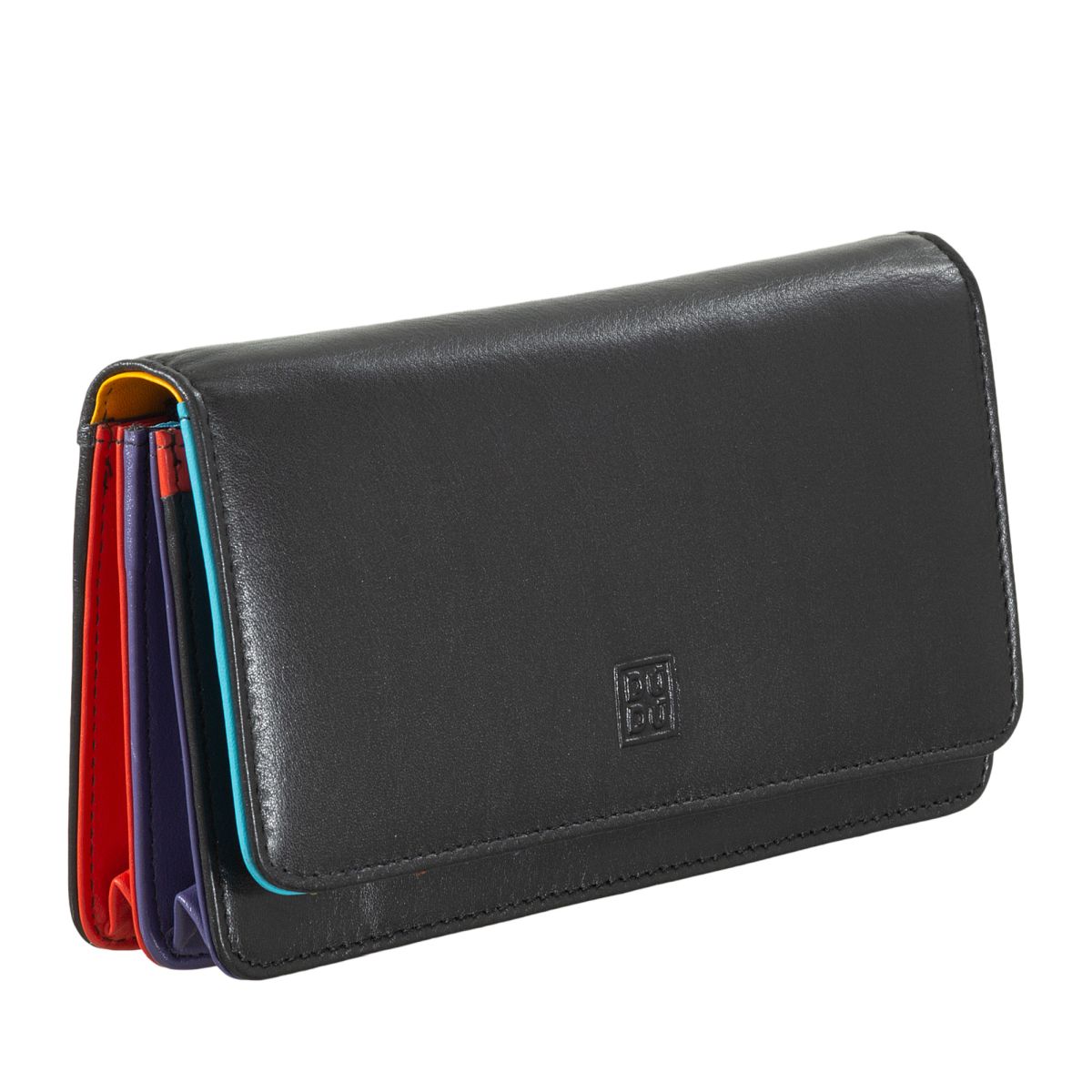 DuDu Ladies leather multi color wallet - Black
