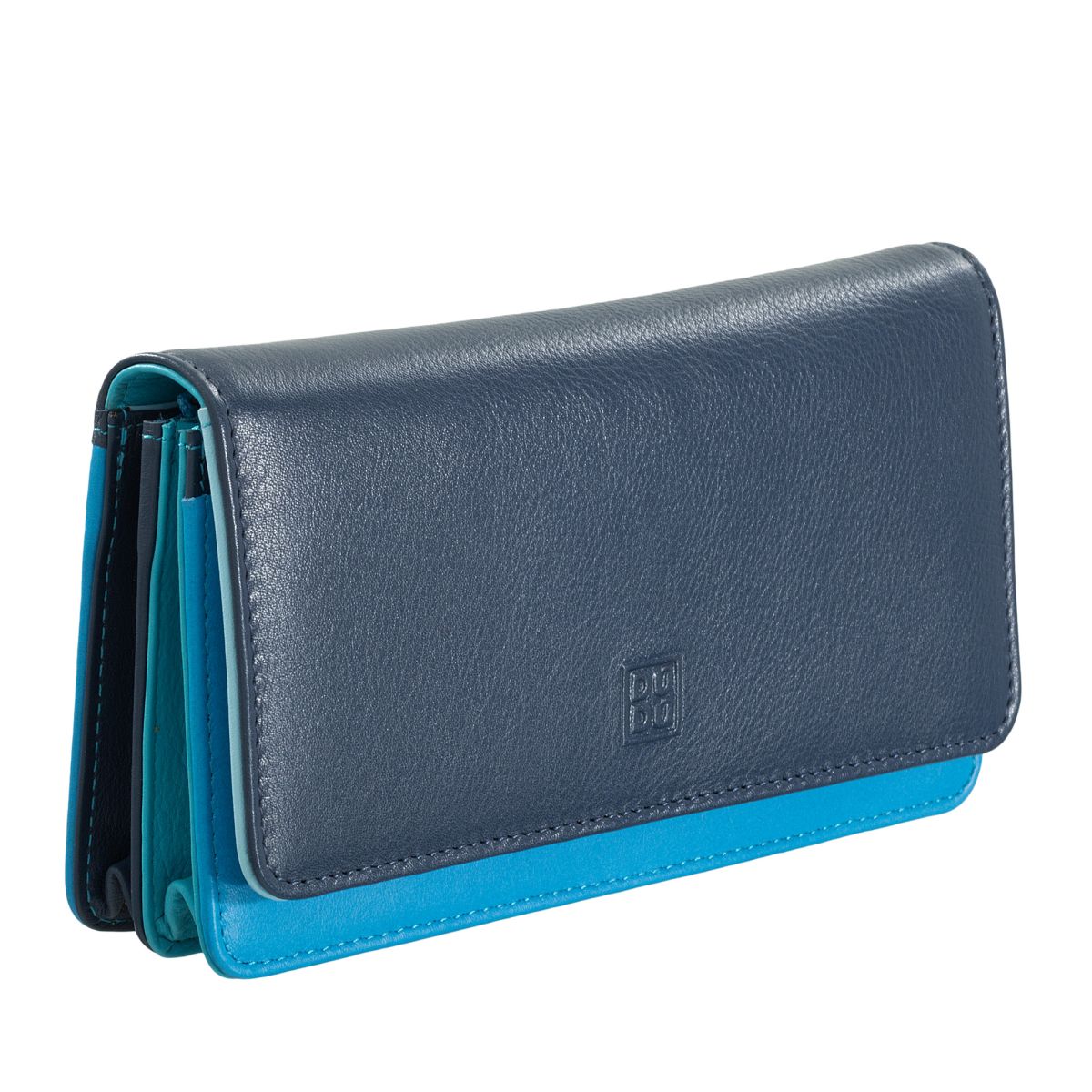 DuDu Womans leather multi color wallet with flap - Blue