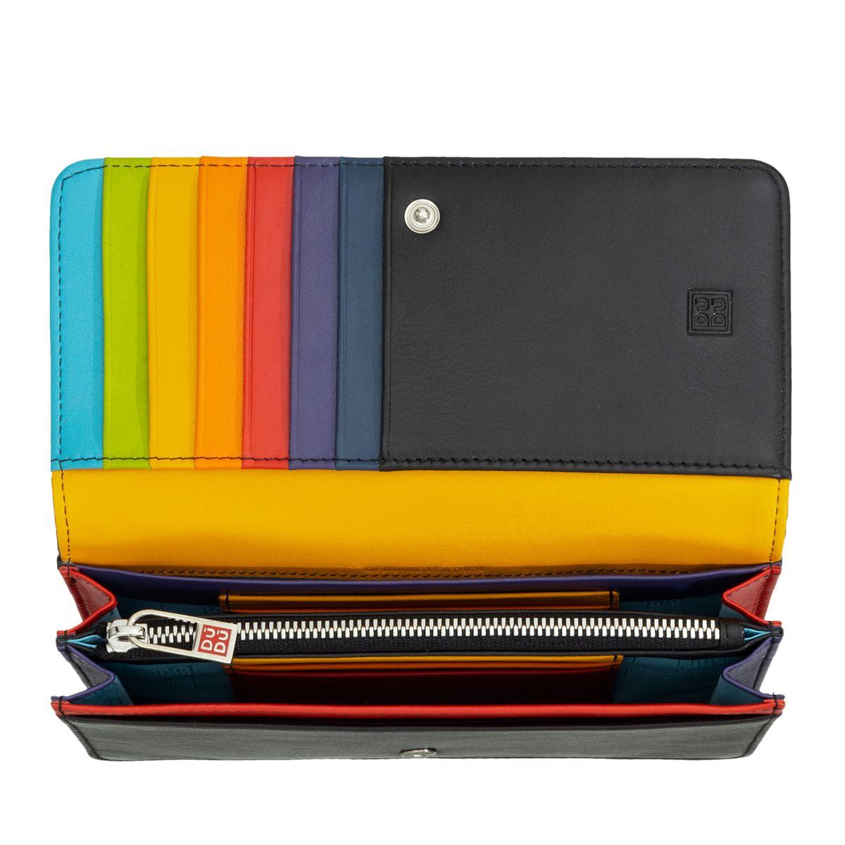 DuDu Ladies leather multi color wallet - Black