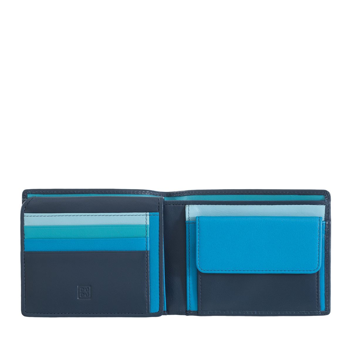 DuDu Leather classic multi color wallet with coin purse and inside flap -  Blue