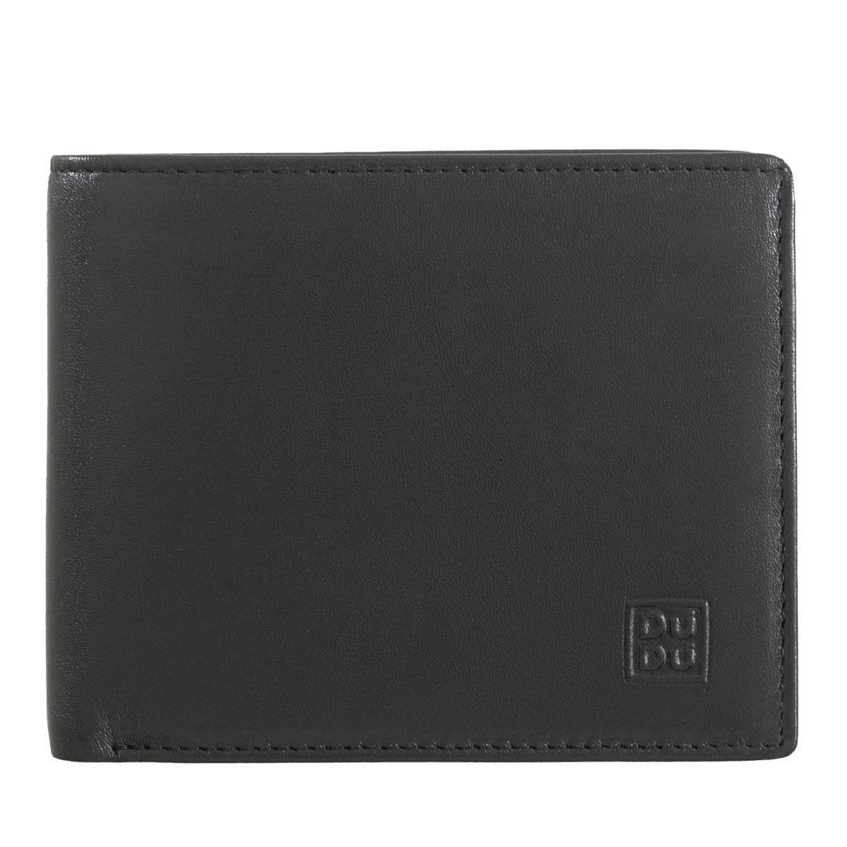 DuDu Leather classic multi color wallet with coin purse and inside flap - Black