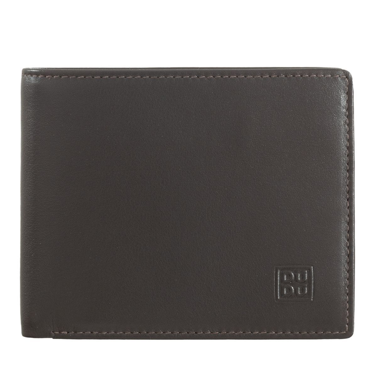 DuDu Leather classic multi color wallet with coin purse and inside flap - Dark Brown