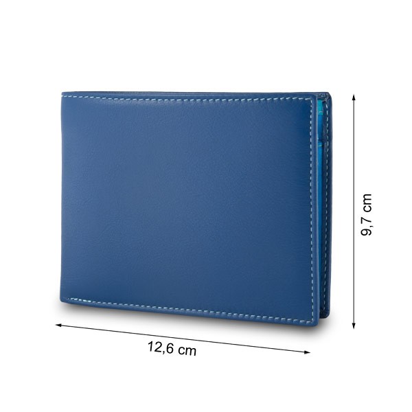 DuDu ארנק עור קלאסי עם תא למטבעות - כחול