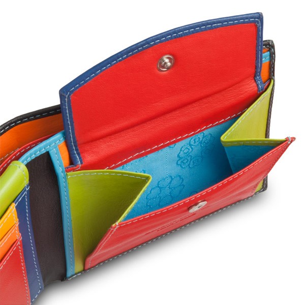 DuDu Leather classic multi color wallet with coin purse and inside flap with RFID - Black